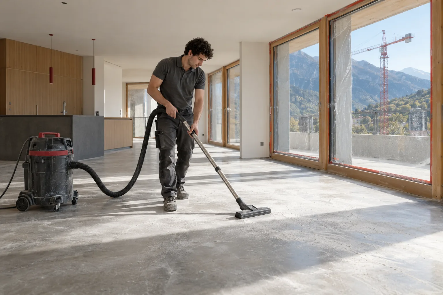 Nettoyage de fin de chantier dans un logement rénové